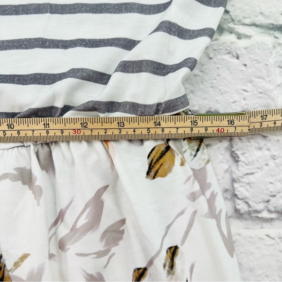 Striped Floral Jumpsuit XL White Multi Color Tank Wide Leg Casual Knit - Picture 7 of 10